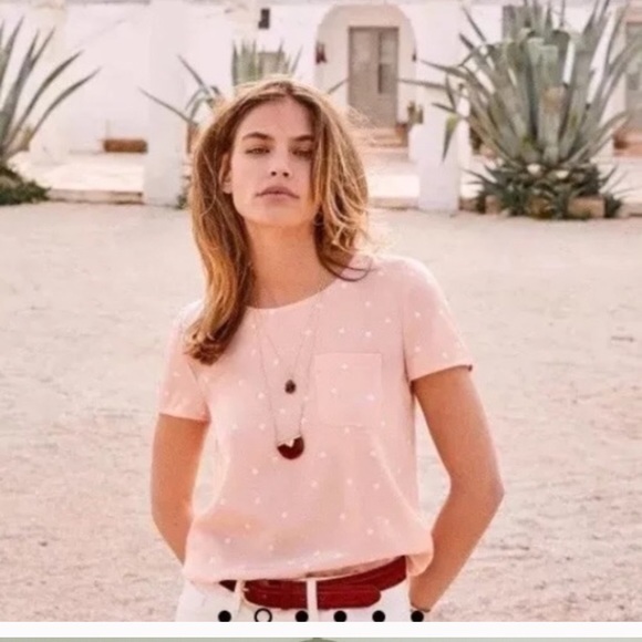 Sezane Tops - SEZANE silk blouse blush white dots